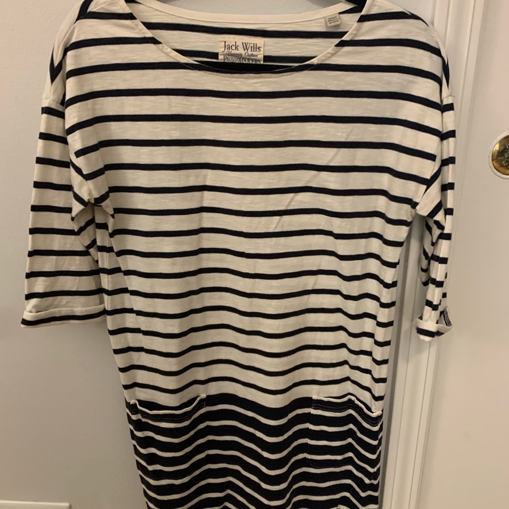 Jack Wills - Cotton 3/4 Sleeve Dress - 4 - Navy and White Striped